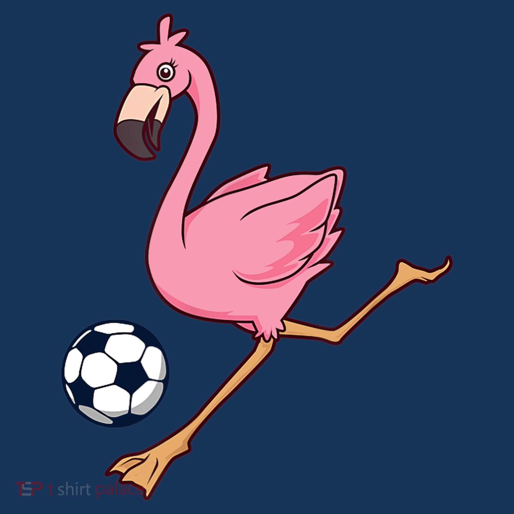 Cartoon Flamingo Playing Soccer Apron