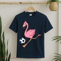 Cartoon Flamingo Playing Soccer T-Shirt thumb 2