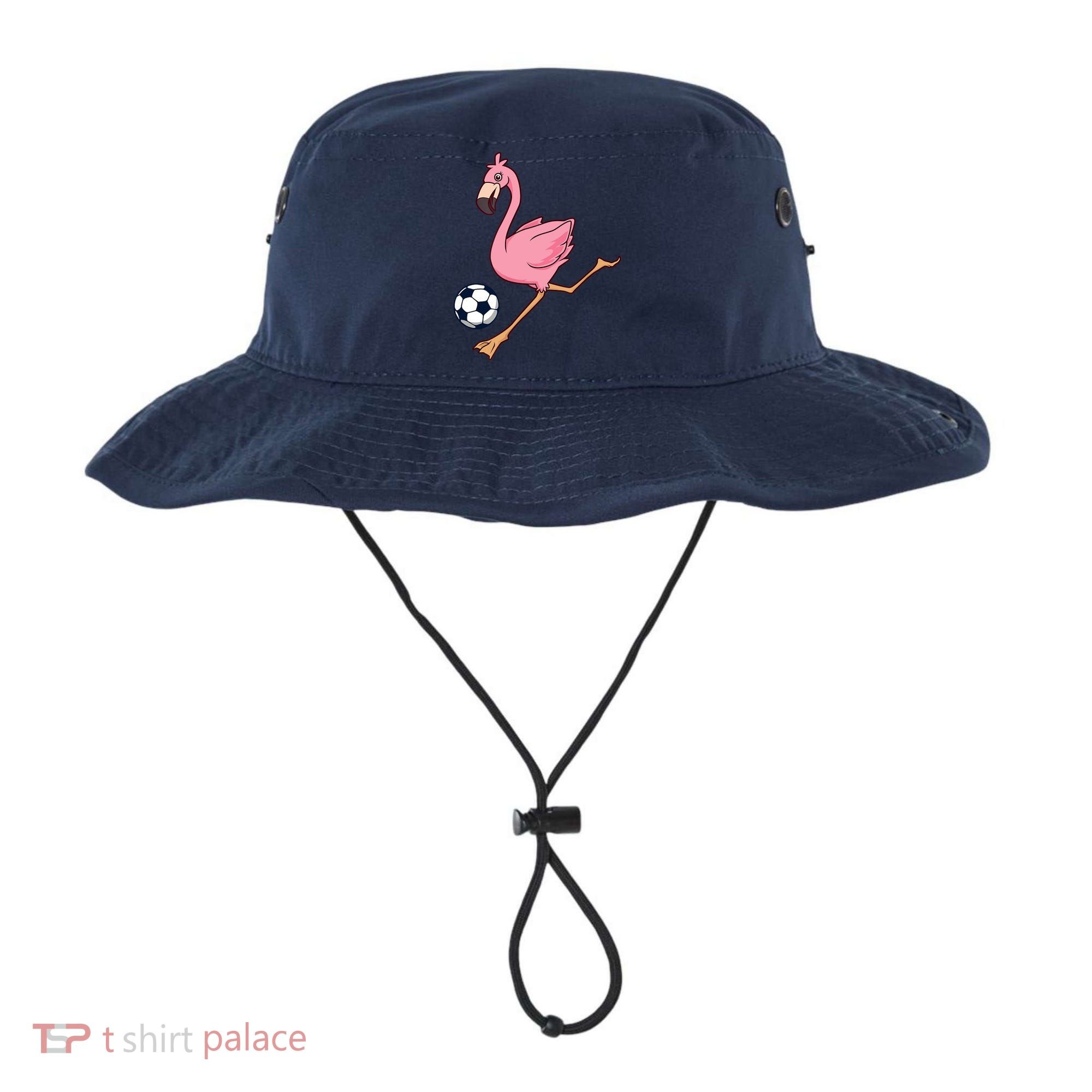 Cartoon Flamingo Playing Soccer Bucket Hat
