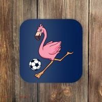 Cartoon Flamingo Playing Soccer Coaster thumb 0
