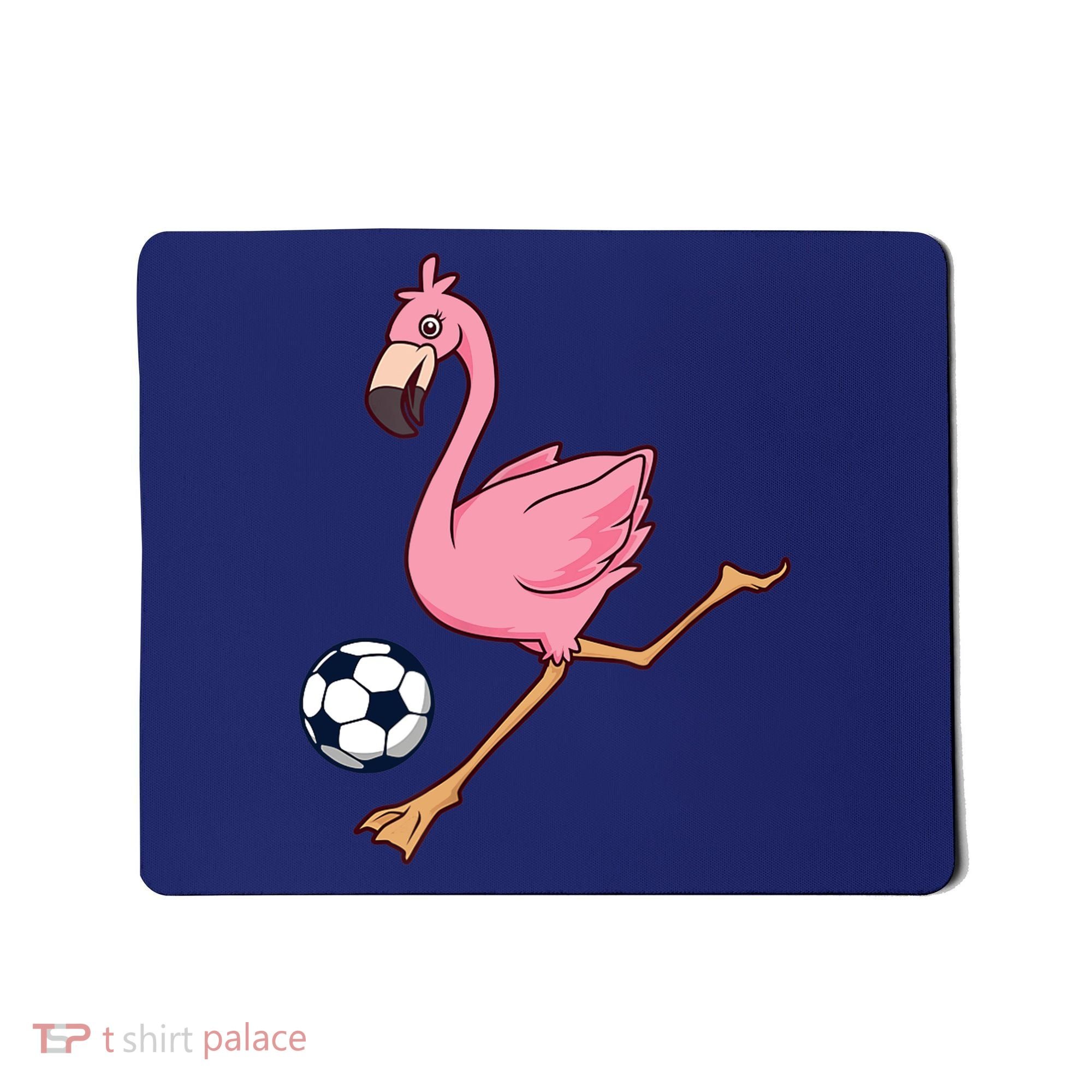 Cartoon Flamingo Playing Soccer Mousepad