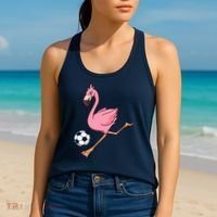 Cartoon Flamingo Playing Soccer Women's Tank Top thumb 2