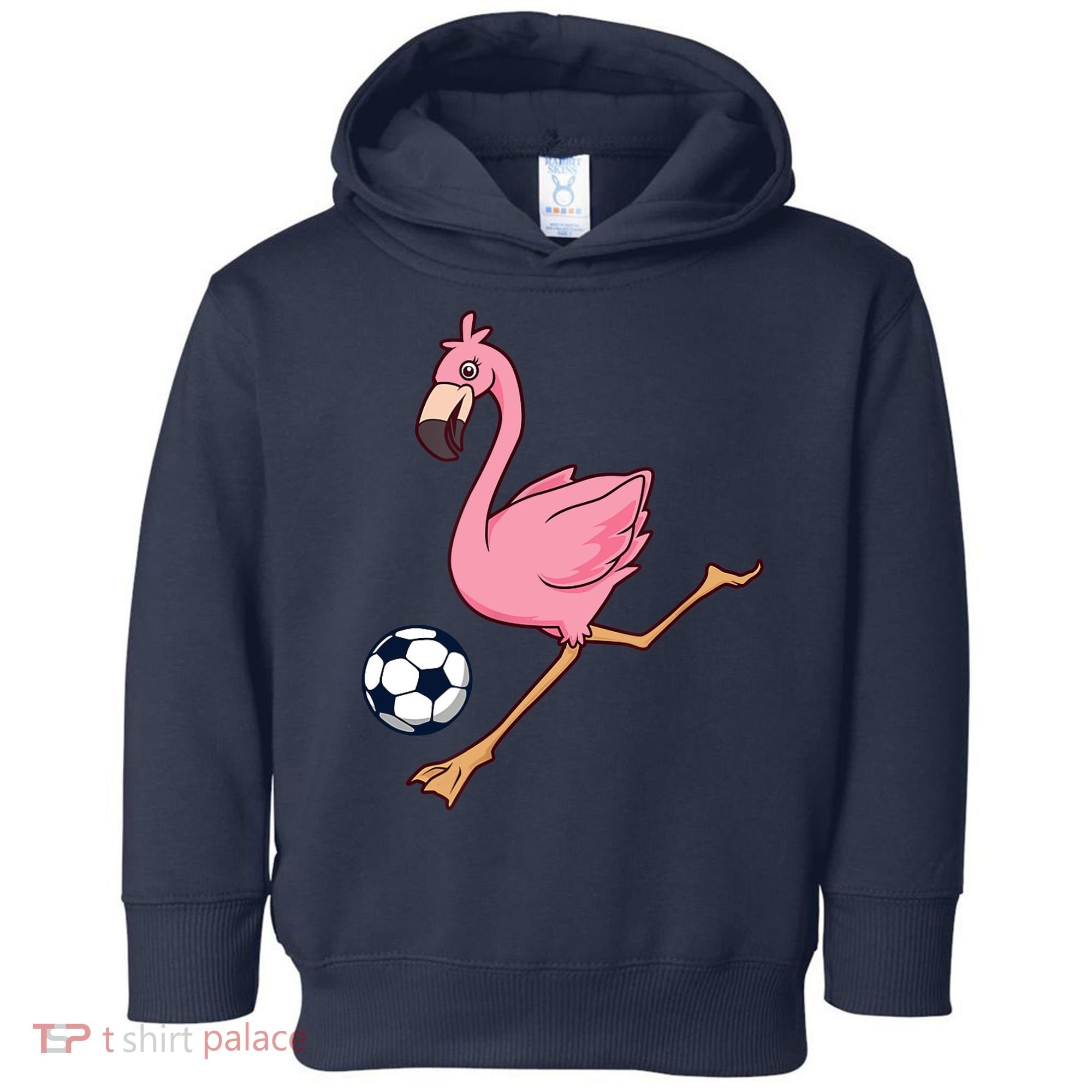 Cartoon Flamingo Playing Soccer Toddler Hoodie