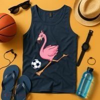 Cartoon Flamingo Playing Soccer Tank Top thumb 4