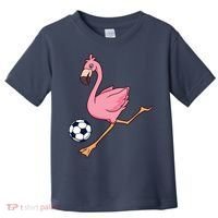 Cartoon Flamingo Playing Soccer Toddler T-Shirt thumb 0