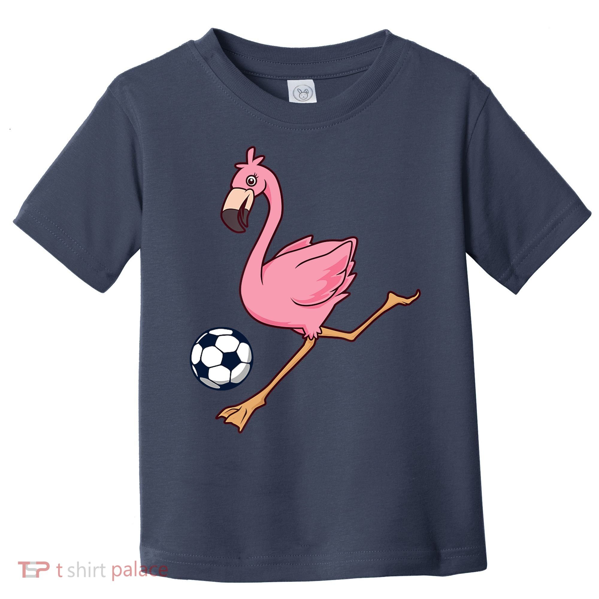Cartoon Flamingo Playing Soccer Toddler T-Shirt