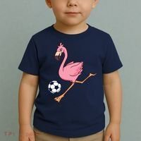 Cartoon Flamingo Playing Soccer Toddler T-Shirt thumb 2
