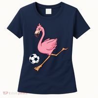 Cartoon Flamingo Playing Soccer Women's T-Shirt thumb 0