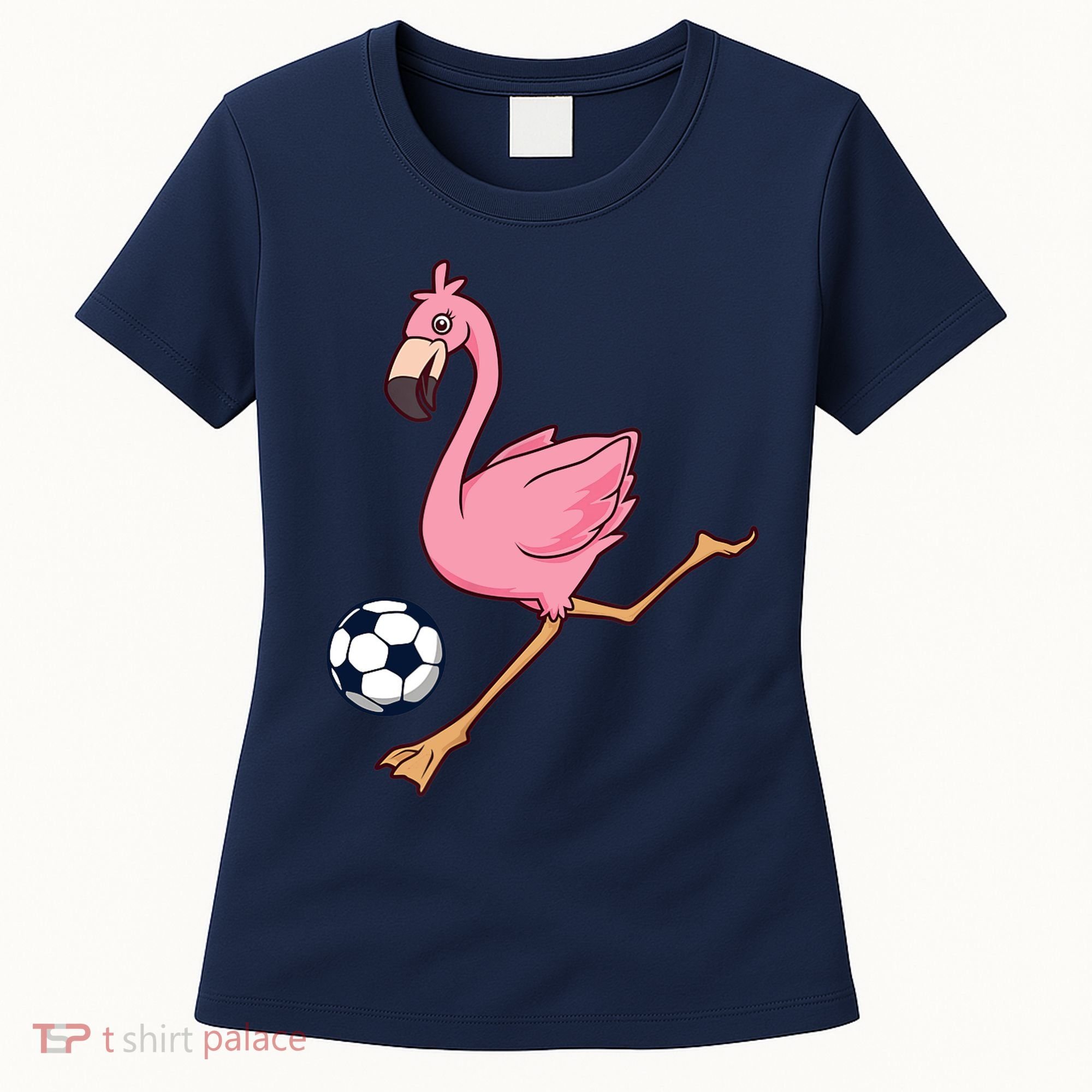 Cartoon Flamingo Playing Soccer Women's T-Shirt