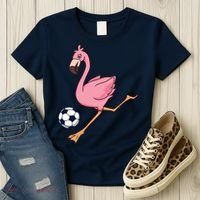 Cartoon Flamingo Playing Soccer Women's T-Shirt thumb 3