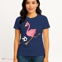 Cartoon Flamingo Playing Soccer Women's T-Shirt thumb 4