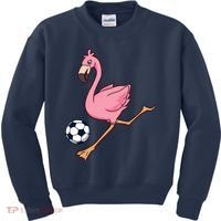 Cartoon Flamingo Playing Soccer Kids Sweatshirt thumb 0