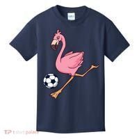 Cartoon Flamingo Playing Soccer Kids T-Shirt thumb 0
