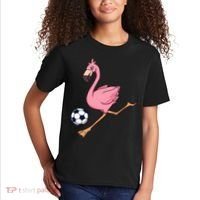 Cartoon Flamingo Playing Soccer Kids T-Shirt thumb 2