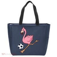Cartoon Flamingo Playing Soccer Tote Bag thumb 0