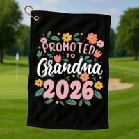 Cute Floral Promoted To Grandma 2026 Golf Towel thumb 1