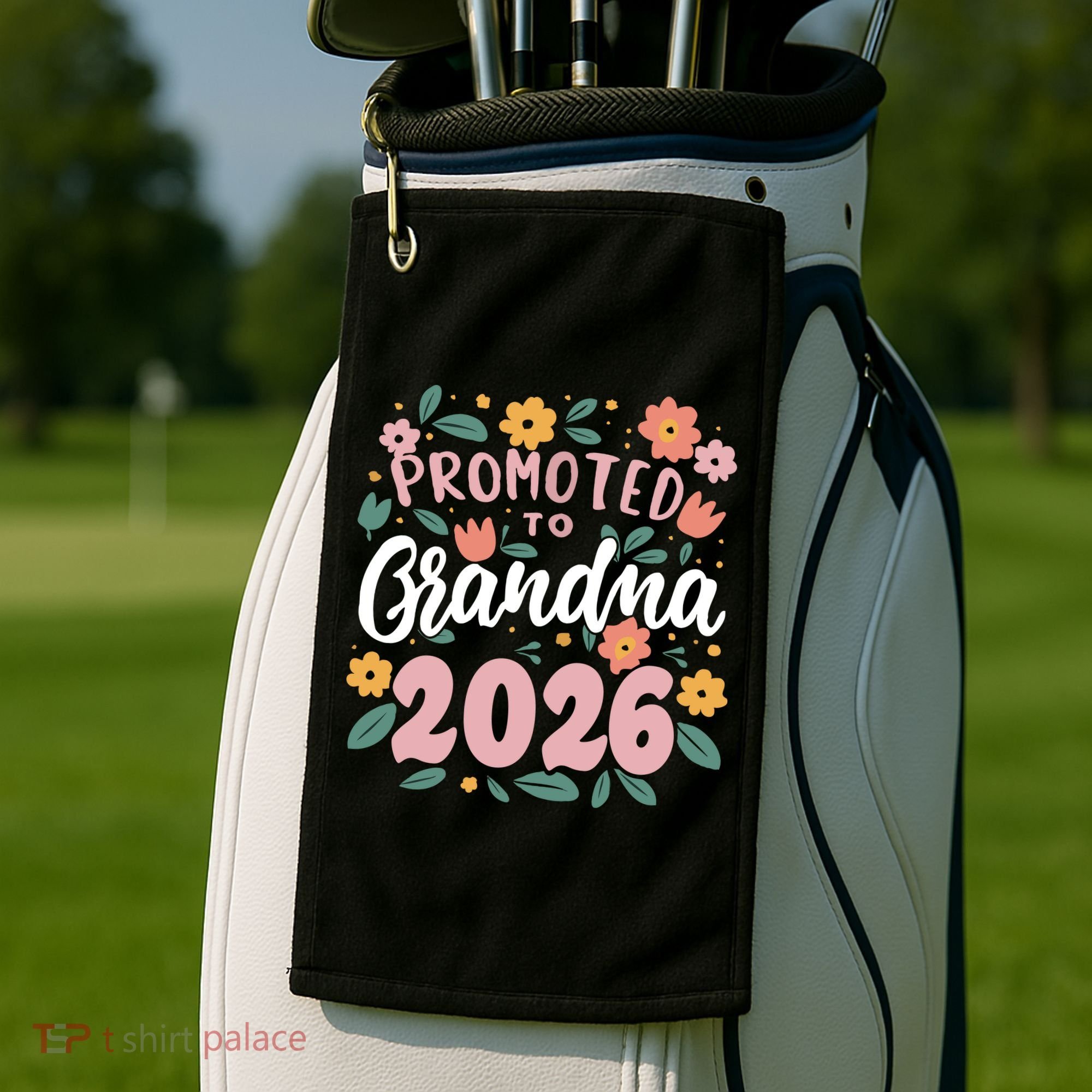 Cute Floral Promoted To Grandma 2026 Golf Towel