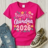 Cute Floral Promoted To Grandma 2026 Women's T-Shirt thumb 3