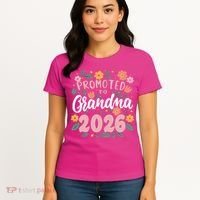Cute Floral Promoted To Grandma 2026 Women's T-Shirt thumb 4