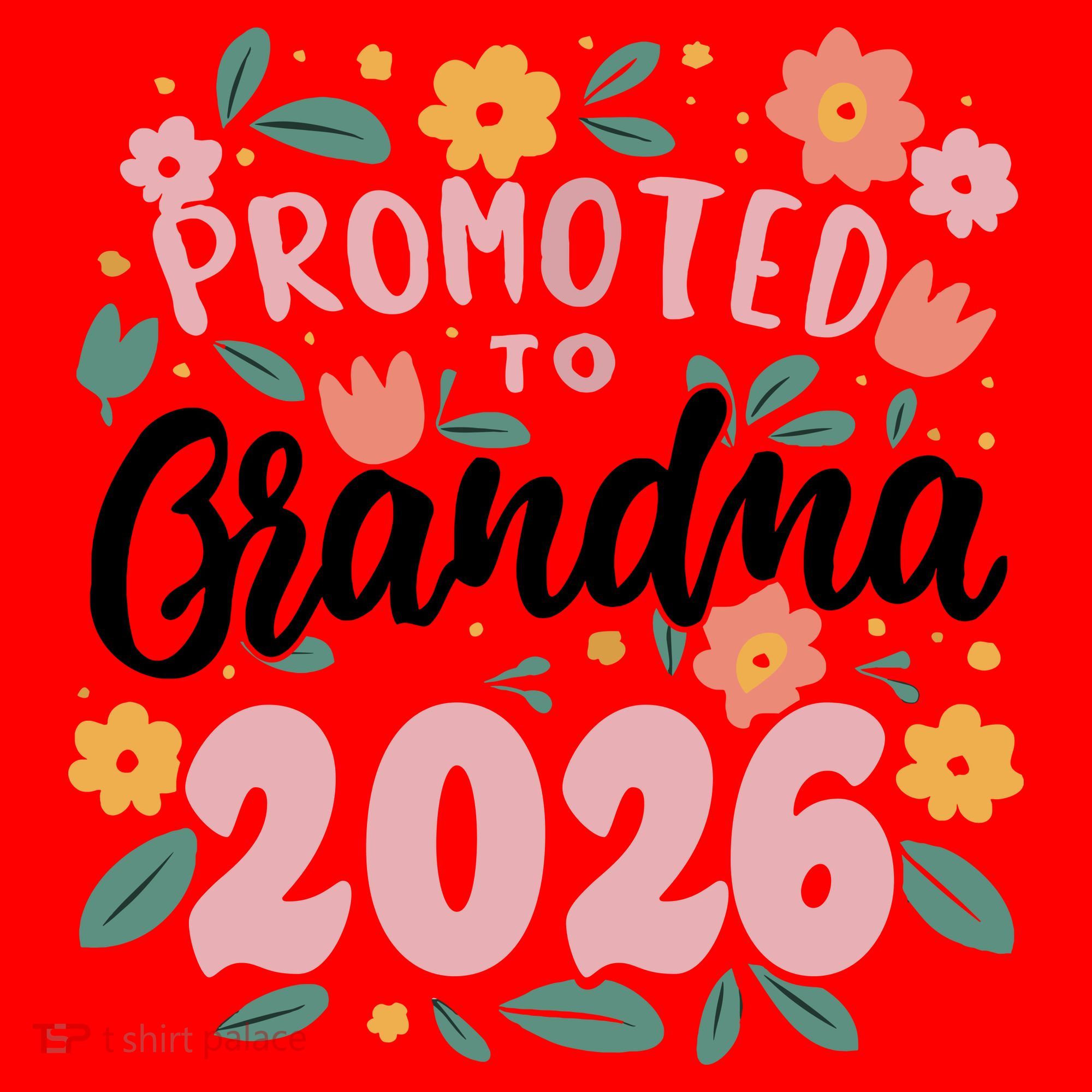 Cute Floral Promoted To Grandma 2026 Santa Hat