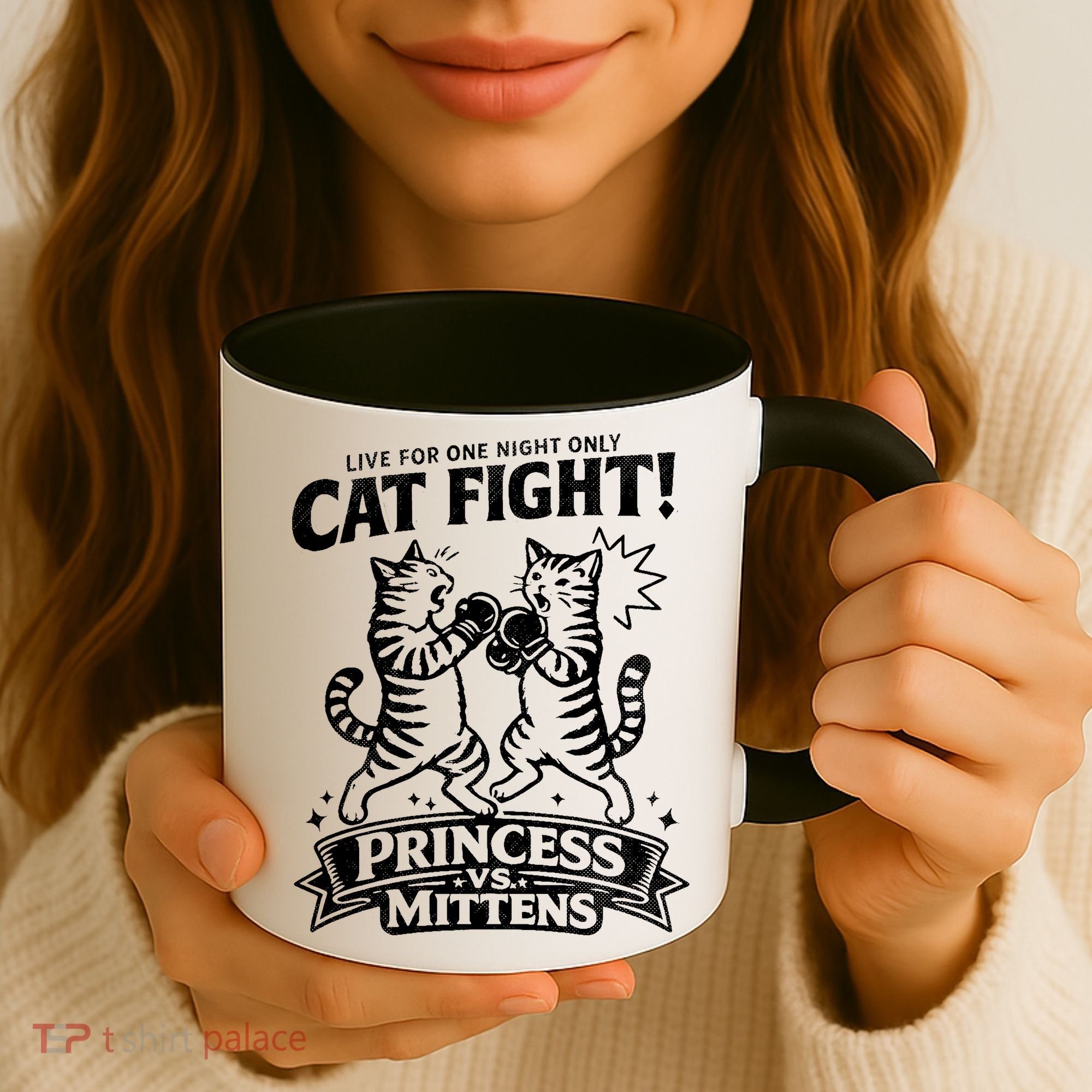 Cat Fight Princess Vs Mittens Coffee Mug