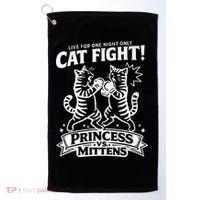 Cat Fight Princess Vs Mittens Golf Towel thumb 0