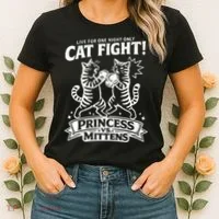 Cat Fight Princess Vs Mittens Women's T-Shirt thumb 2