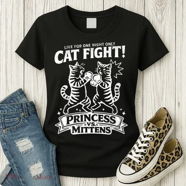 Cat Fight Princess Vs Mittens Women's T-Shirt
