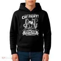 Cat Fight Princess Vs Mittens Kids Hoodie thumb 4