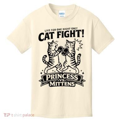 Cat Fight Princess Vs Mittens Kids T-Shirt