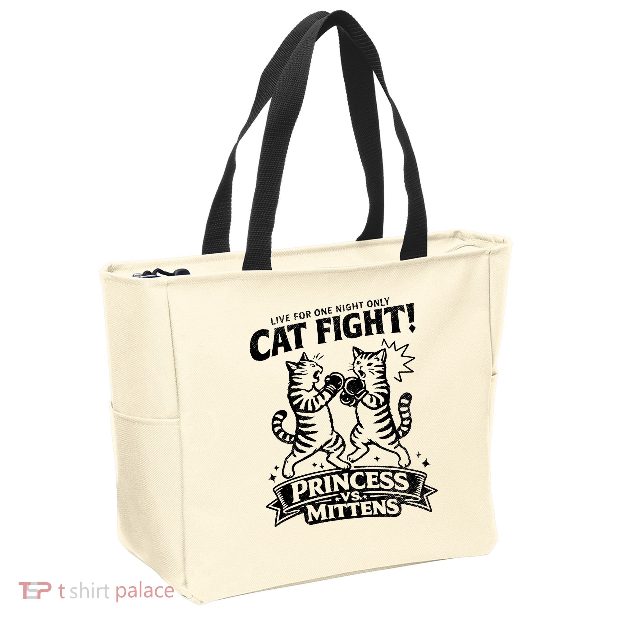 Cat Fight Princess Vs Mittens Tote Bag