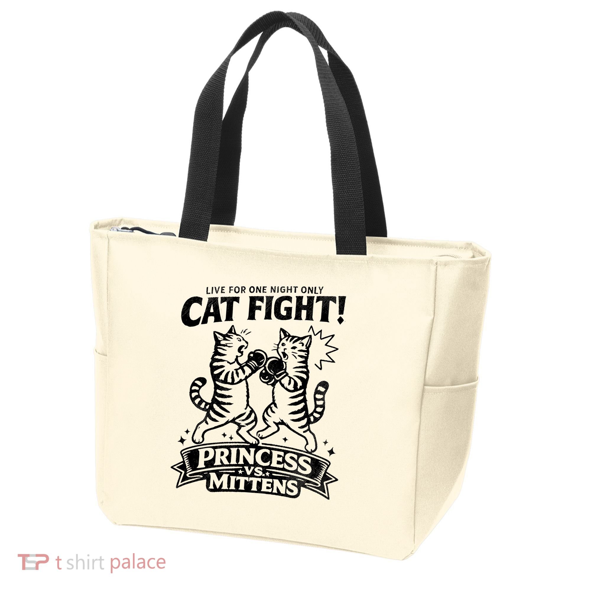 Cat Fight Princess Vs Mittens Tote Bag