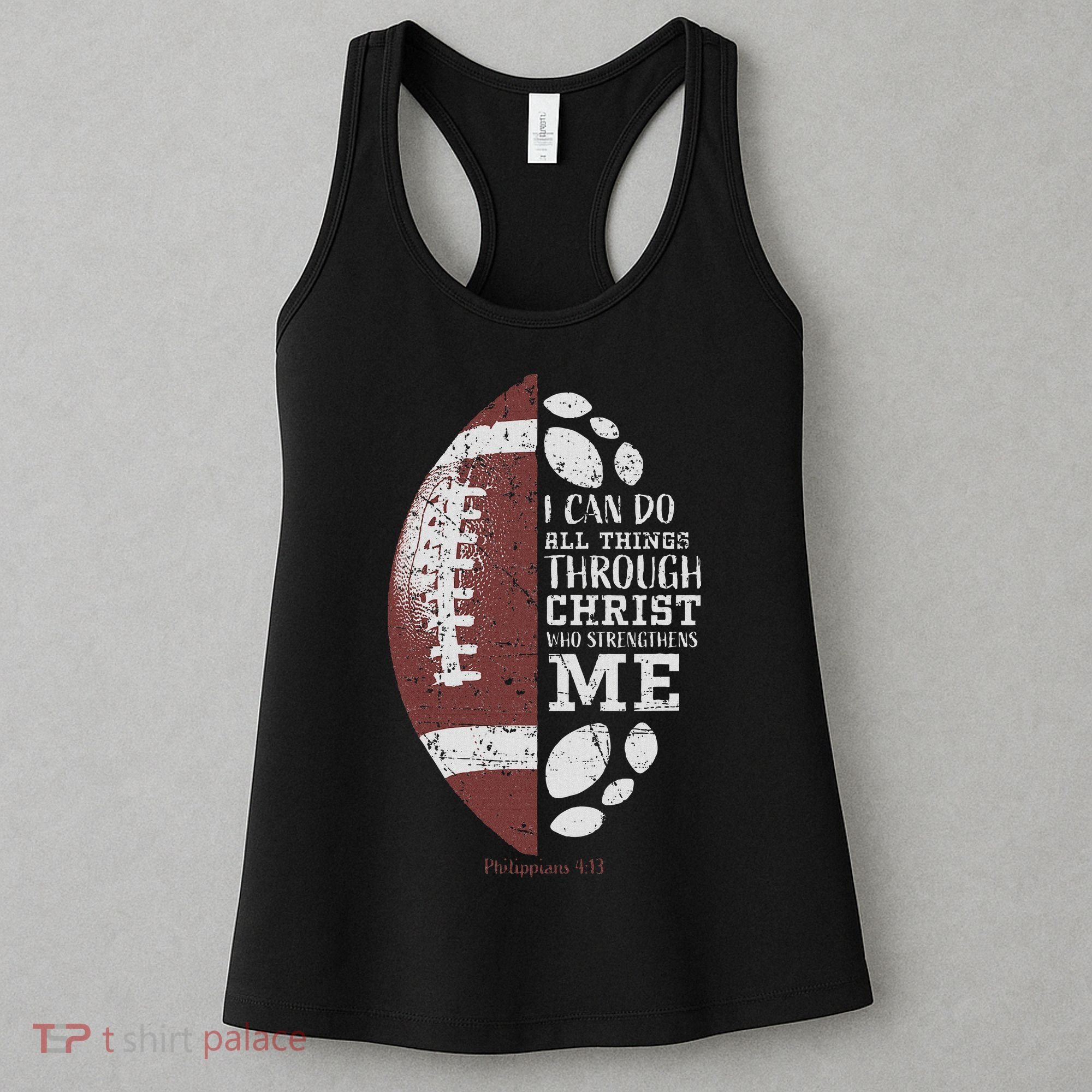 Christian Football Philippians 413 Religious Verse Faith Women's Tank Top