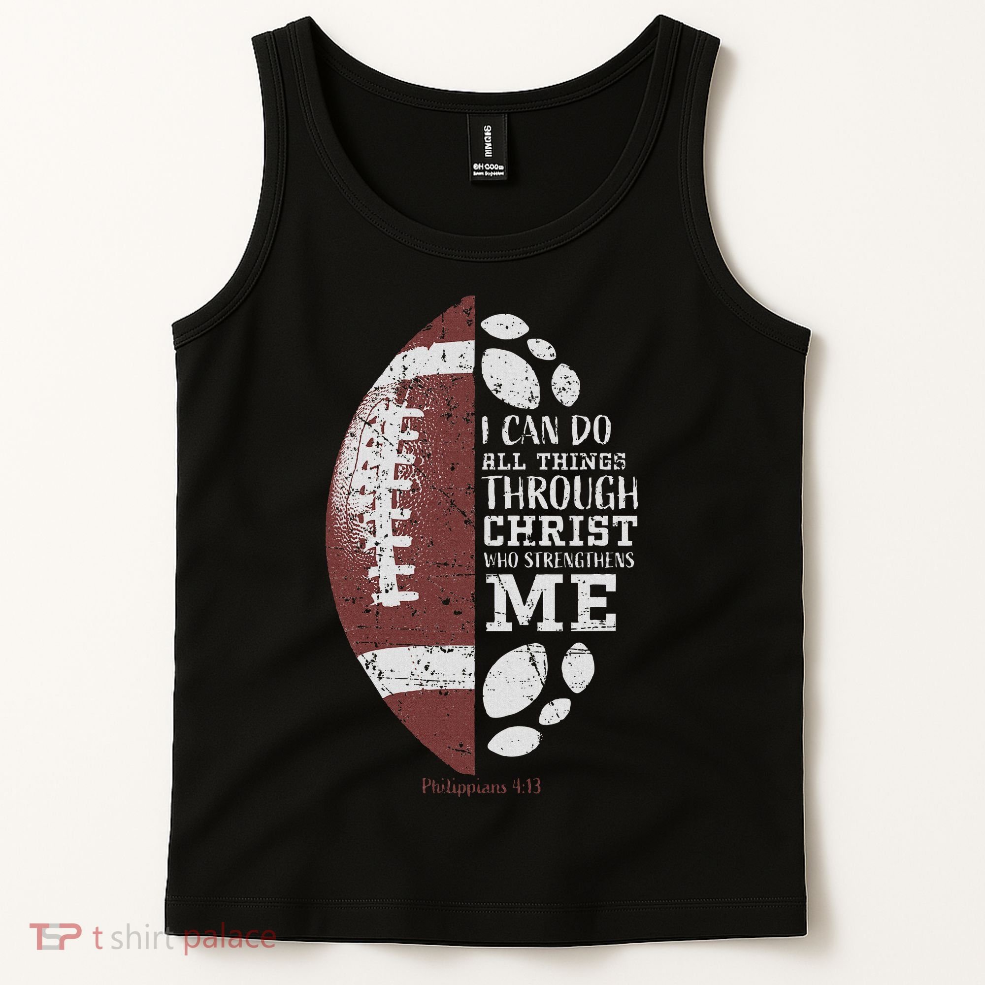 Christian Football Philippians 413 Religious Verse Faith Tank Top
