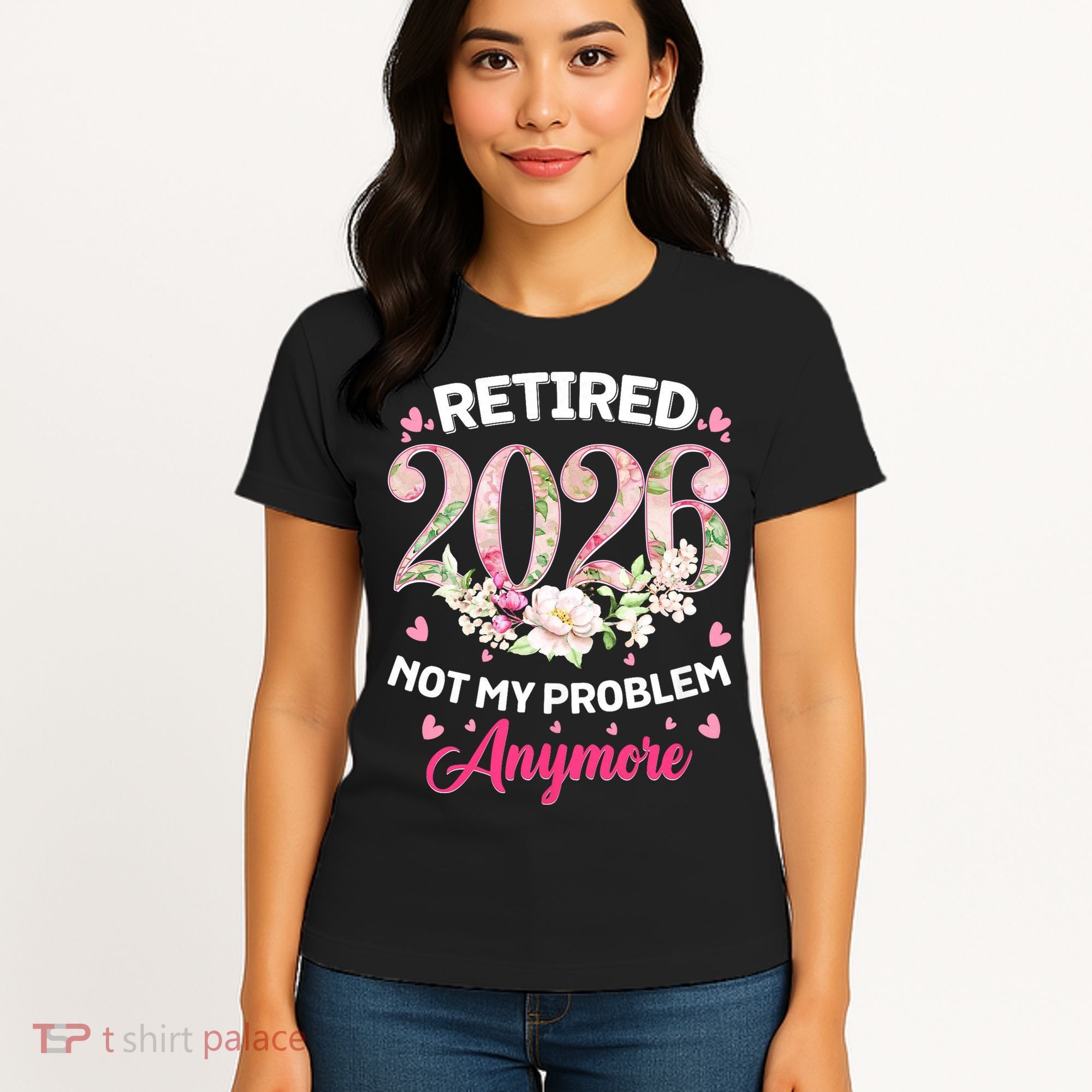 Cute Floral Retired 2026 Not My Problem Anymore Women's T-Shirt