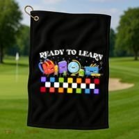 Cute Funny Ready To Learn Back To School Golf Towel thumb 1