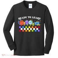 Cute Funny Ready To Learn Back To School Kids Long Sleeve Shirt thumb 0