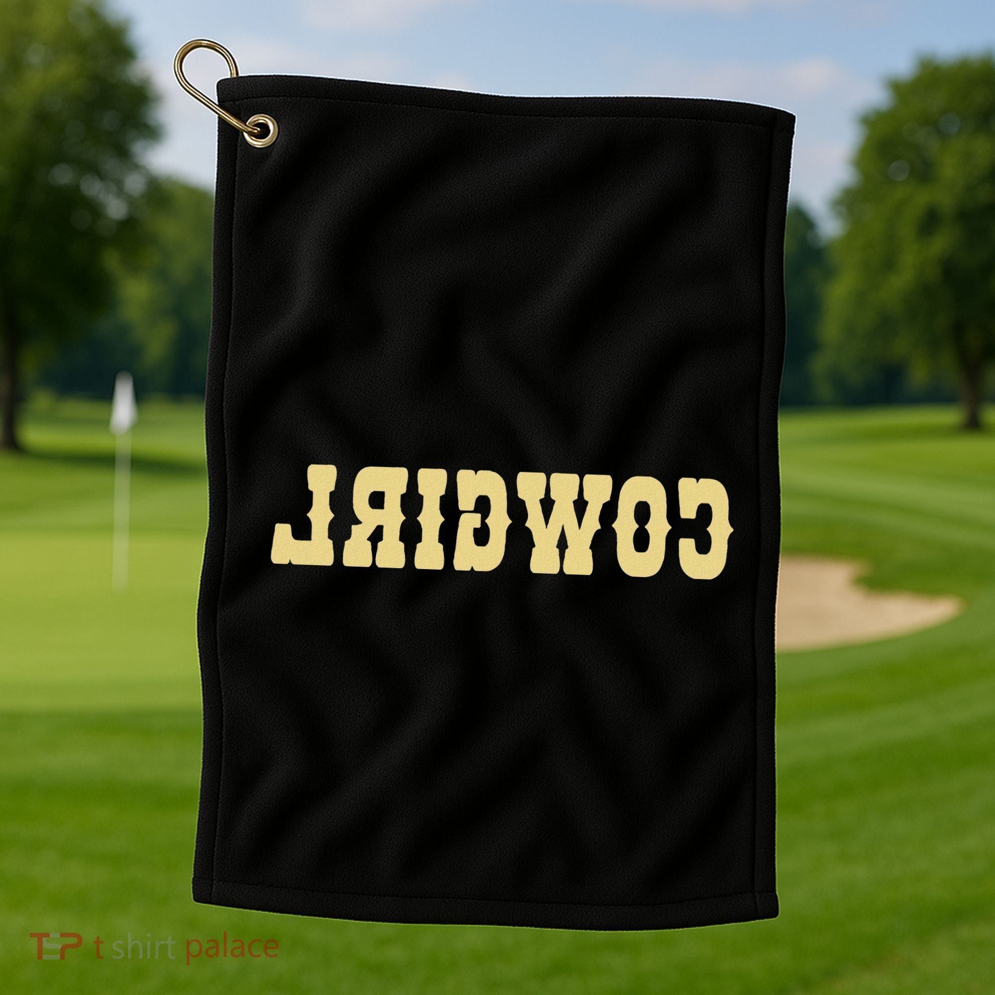 Country Funny Reverse Cowgirl Golf Towel
