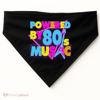 Cool Funny Retro Powered By 80's Music USA-Made Doggie Bandana