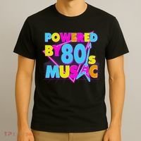 Cool Funny Retro Powered By 80's Music T-Shirt thumb 3