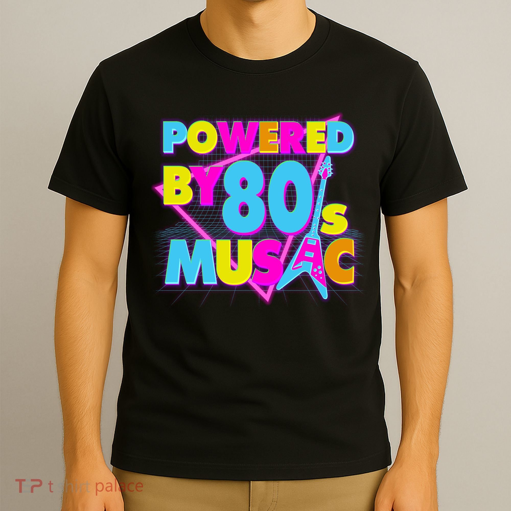 Cool Funny Retro Powered By 80's Music T-Shirt
