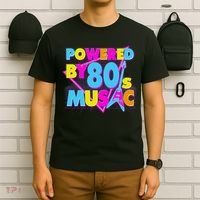 Cool Funny Retro Powered By 80's Music T-Shirt thumb 6
