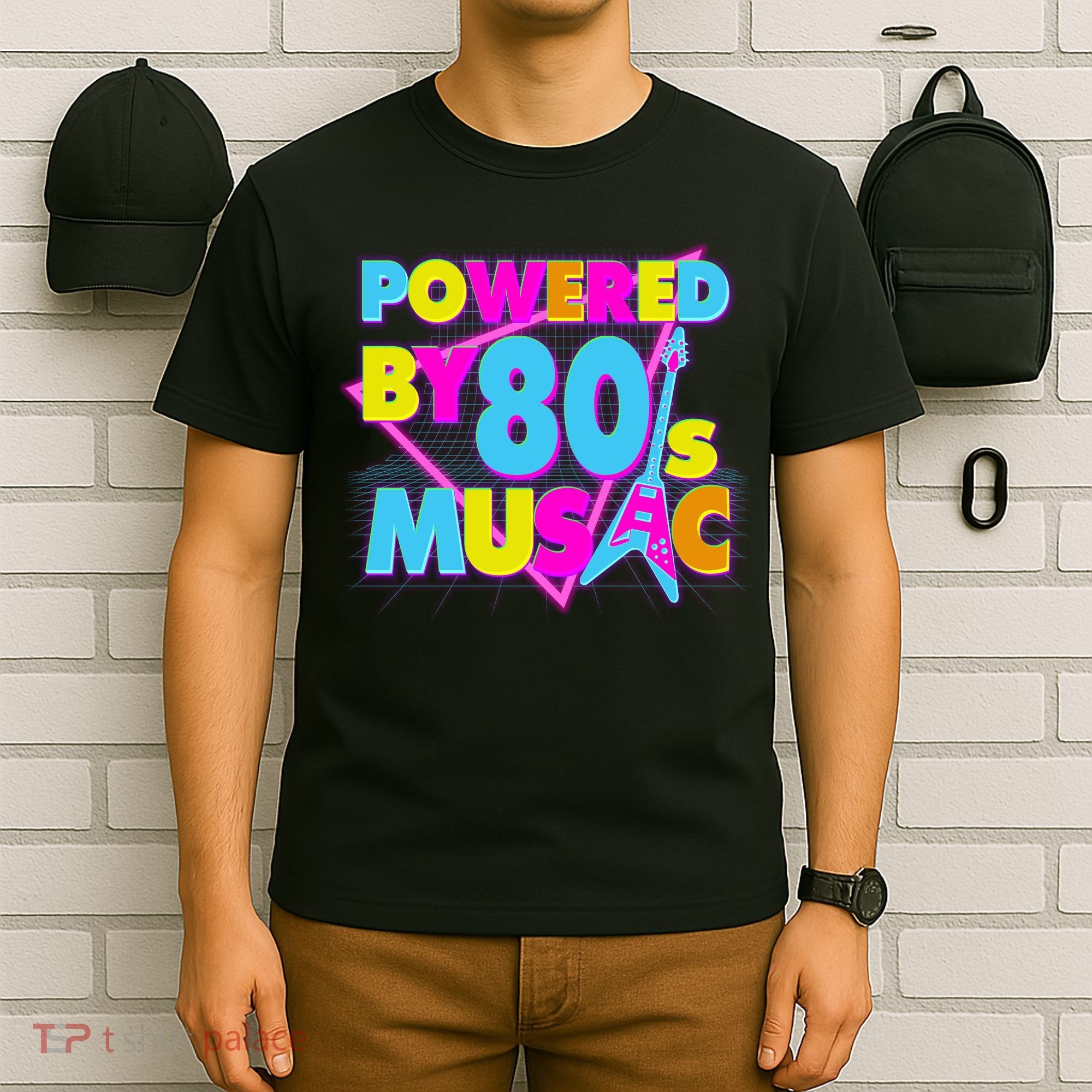 Cool Funny Retro Powered By 80's Music T-Shirt