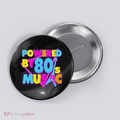 Cool Funny Retro Powered By 80's Music Button