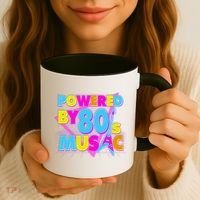 Cool Funny Retro Powered By 80's Music Coffee Mug thumb 3