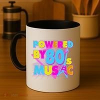 Cool Funny Retro Powered By 80's Music Coffee Mug thumb 4