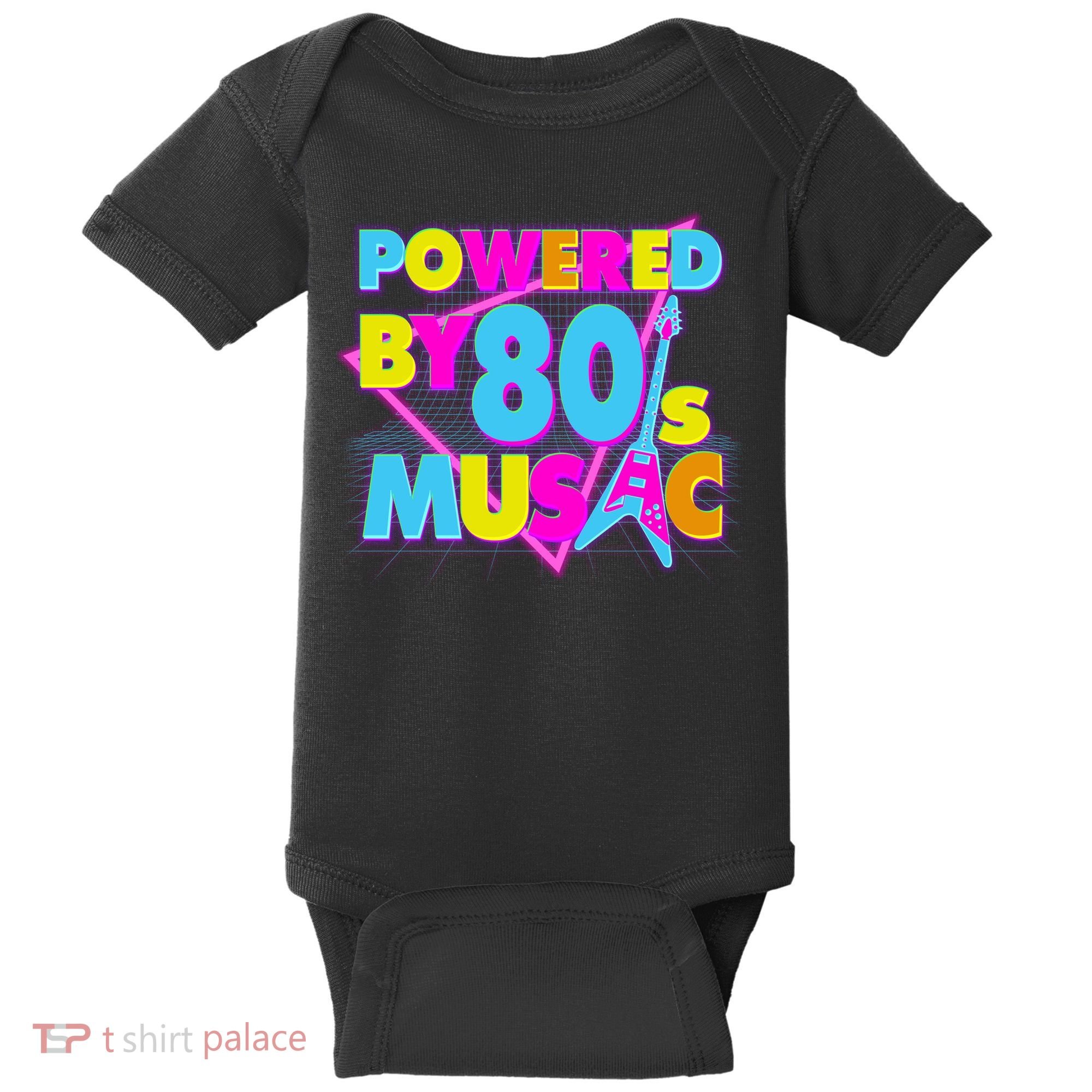 Cool Funny Retro Powered By 80's Music Baby Bodysuit