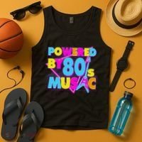 Cool Funny Retro Powered By 80's Music Tank Top thumb 4