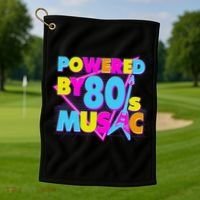 Cool Funny Retro Powered By 80's Music Golf Towel thumb 1