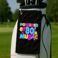 Cool Funny Retro Powered By 80's Music Golf Towel thumb 2
